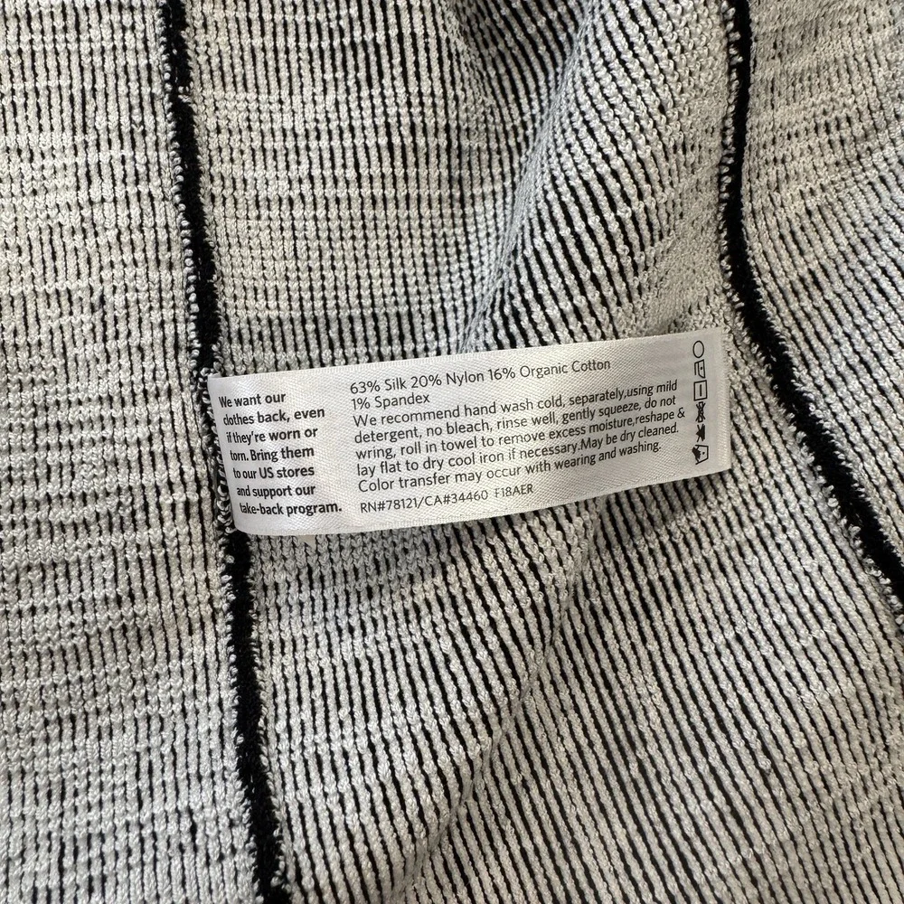 Eileen Fisher Black White Marled Knit Full Zip Collarless Jacket XS Professional
